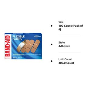 BAND-AID Flexible Fabric Adhesive Bandages 3/4 Inch X 3 Inches 100 Count (Pack of 4)