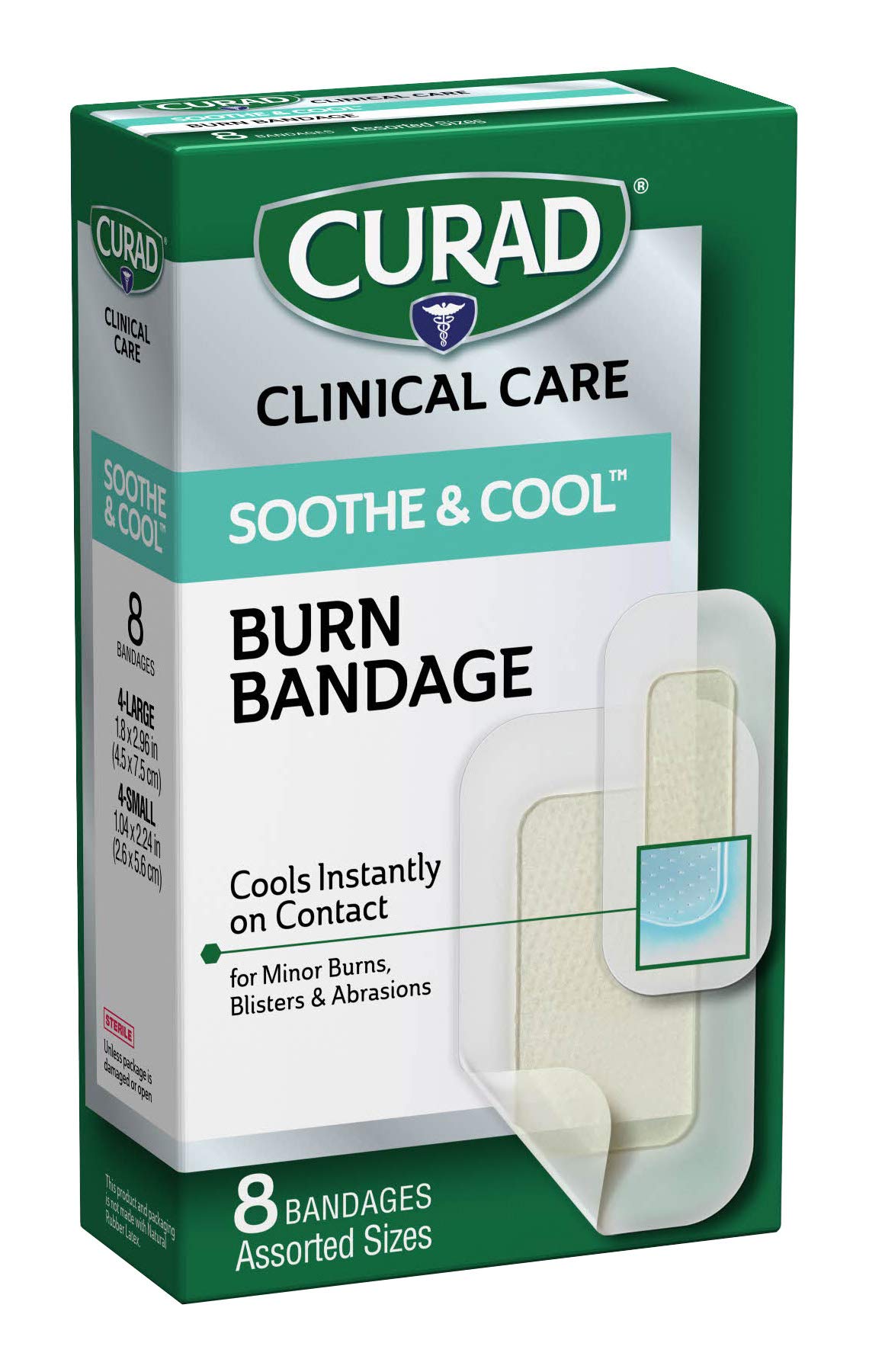 Curad Soothe and Cool Clear Gel Bandages, Assorted, Clear, 8/Box