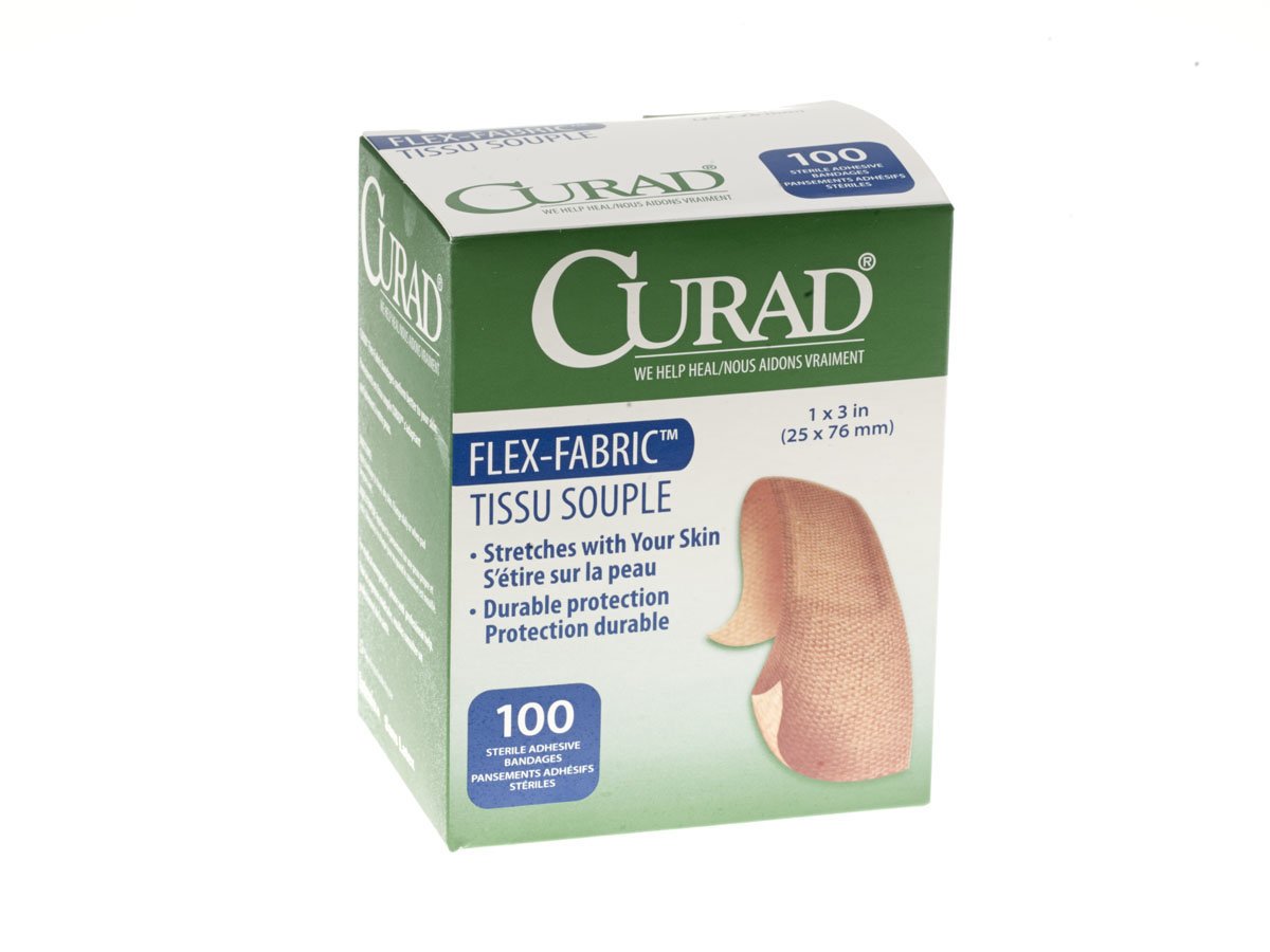 CURAD Flex-Fabric Adhesive Bandage, 1" Width, 3" Length, Pack of 100