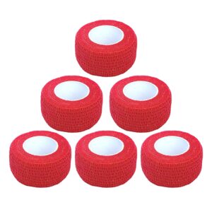 Baisunt 6 Pack 1 Inches Cohesive Bandage Self Adhesive Wrap Elastic Self Adherent Vet Wrap Breathable Self Stick Tape for Wrist, Ankle, Sports, Tatoo Wrap(5 Yards, Red)