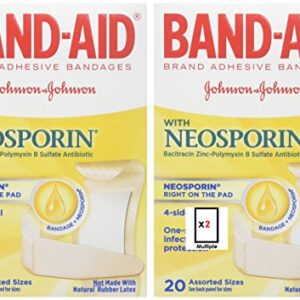 BAND-AID with Neosporin Bandages Assorted Sizes 20 Each (Pack of 2)