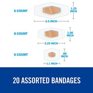 Nexcare Waterproof Bandages, Stays on in the Pool, Holds for 12 Hours, Clear Bandages for Fingers and Elbows - 20 Pack Waterproof Bandages