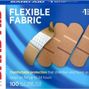 Johnson & Johnson JJ4444 Band-Aid Woven Adhesive Bandages, 1" x 3", Tan (Box of 100)