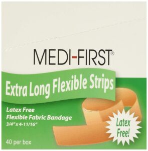 medique 62178 medi-first latex free woven bandages, extra long, 3/4-inch x 4-11/16-inch, 40-per box