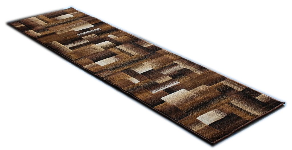 Masada Rugs, Modern Contemporary Runner Area Rug, Brown Black Beige (2 Feet X 7 Feet)