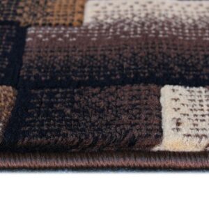 Masada Rugs, Modern Contemporary Runner Area Rug, Brown Black Beige (2 Feet X 7 Feet)