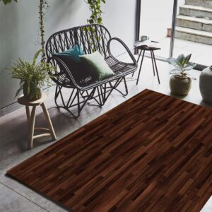 modern contemporary black brown wood texture area rug for living room bedroom dining room washable no-slip indoor outdoor floor carpet kitchen laundry balcony runner rug 2x3