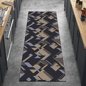 runner rugs for hallway modern 2'x3' geometric black and brown beige runners carpet mat washable runner rug for kitchen bedroom hallway stair doorway, customizable