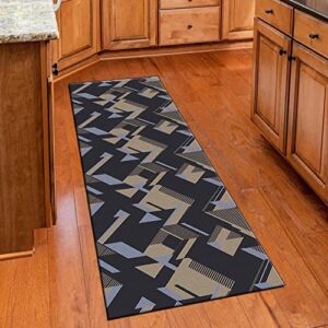 Runner Rugs for Hallway Modern 2'x3' Geometric Black and Brown Beige Runners Carpet Mat Washable Runner Rug for Kitchen Bedroom Hallway Stair Doorway, Customizable