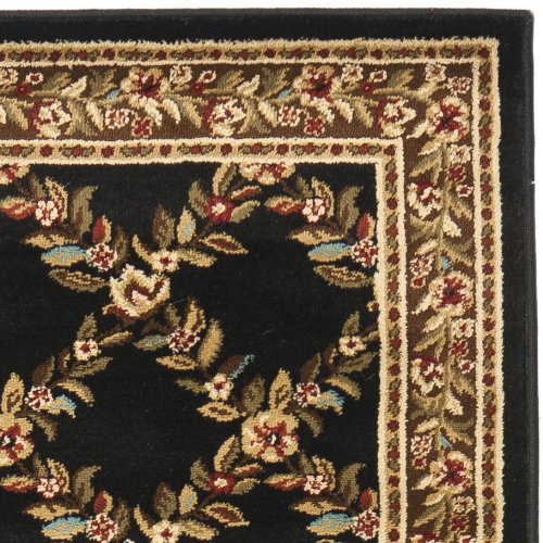 SAFAVIEH Lyndhurst Collection Runner Rug - 2'3" x 8', Black & Brown, Traditional Floral Trellis Design, Non-Shedding & Easy Care, Ideal for High Traffic Areas in Living Room, Bedroom (LNH557-9025)