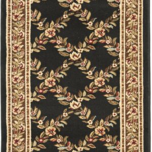 SAFAVIEH Lyndhurst Collection Runner Rug - 2'3" x 8', Black & Brown, Traditional Floral Trellis Design, Non-Shedding & Easy Care, Ideal for High Traffic Areas in Living Room, Bedroom (LNH557-9025)