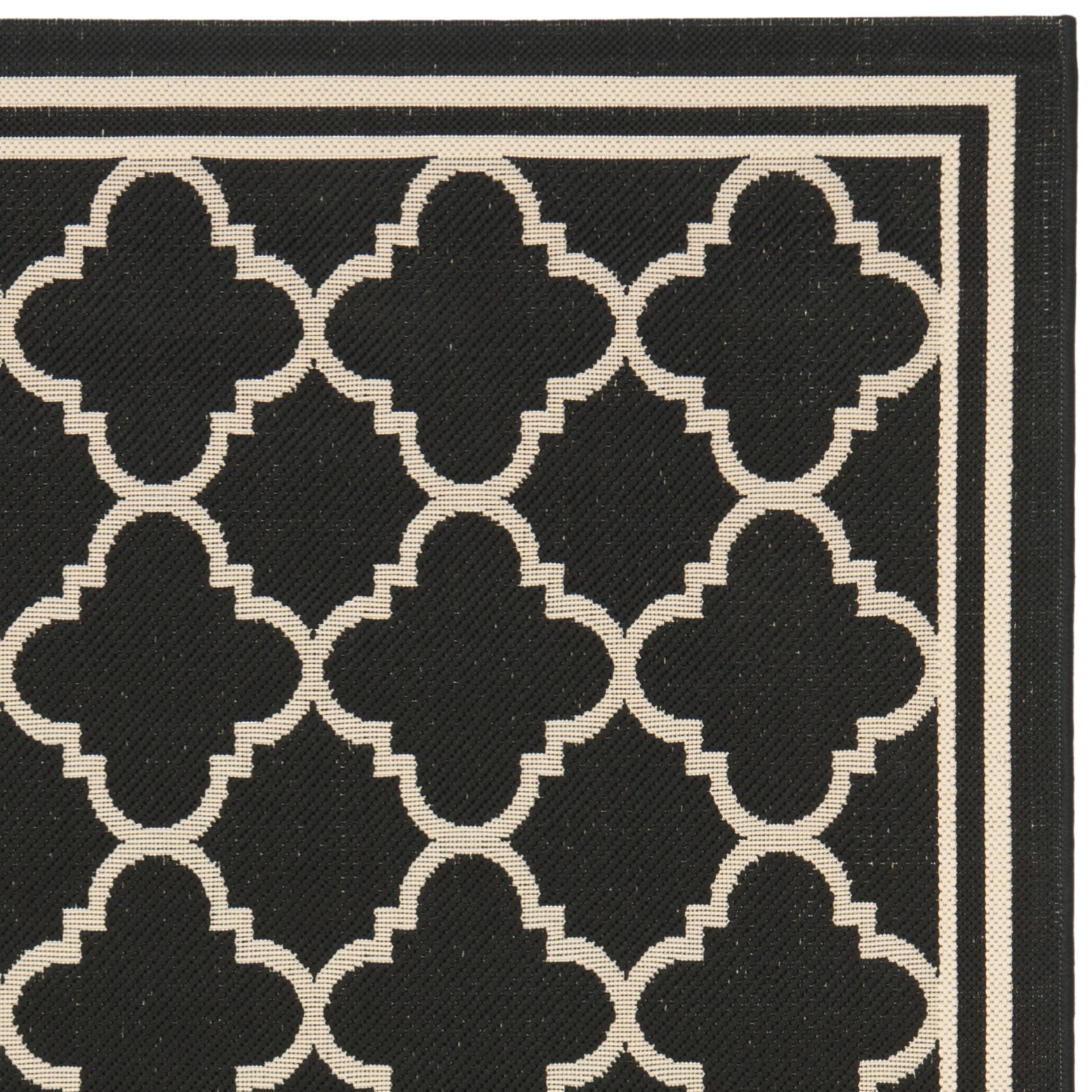 SAFAVIEH Courtyard Collection Accent Rug - 4' x 5'7", Black & Beige, Trellis Design, Non-Shedding & Easy Care, Indoor/Outdoor & Washable-Ideal for Patio, Backyard, Mudroom (CY6918-226)