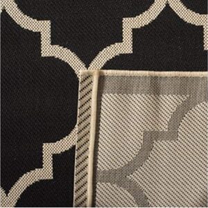 SAFAVIEH Courtyard Collection Accent Rug - 4' x 5'7", Black & Beige, Trellis Design, Non-Shedding & Easy Care, Indoor/Outdoor & Washable-Ideal for Patio, Backyard, Mudroom (CY6918-226)