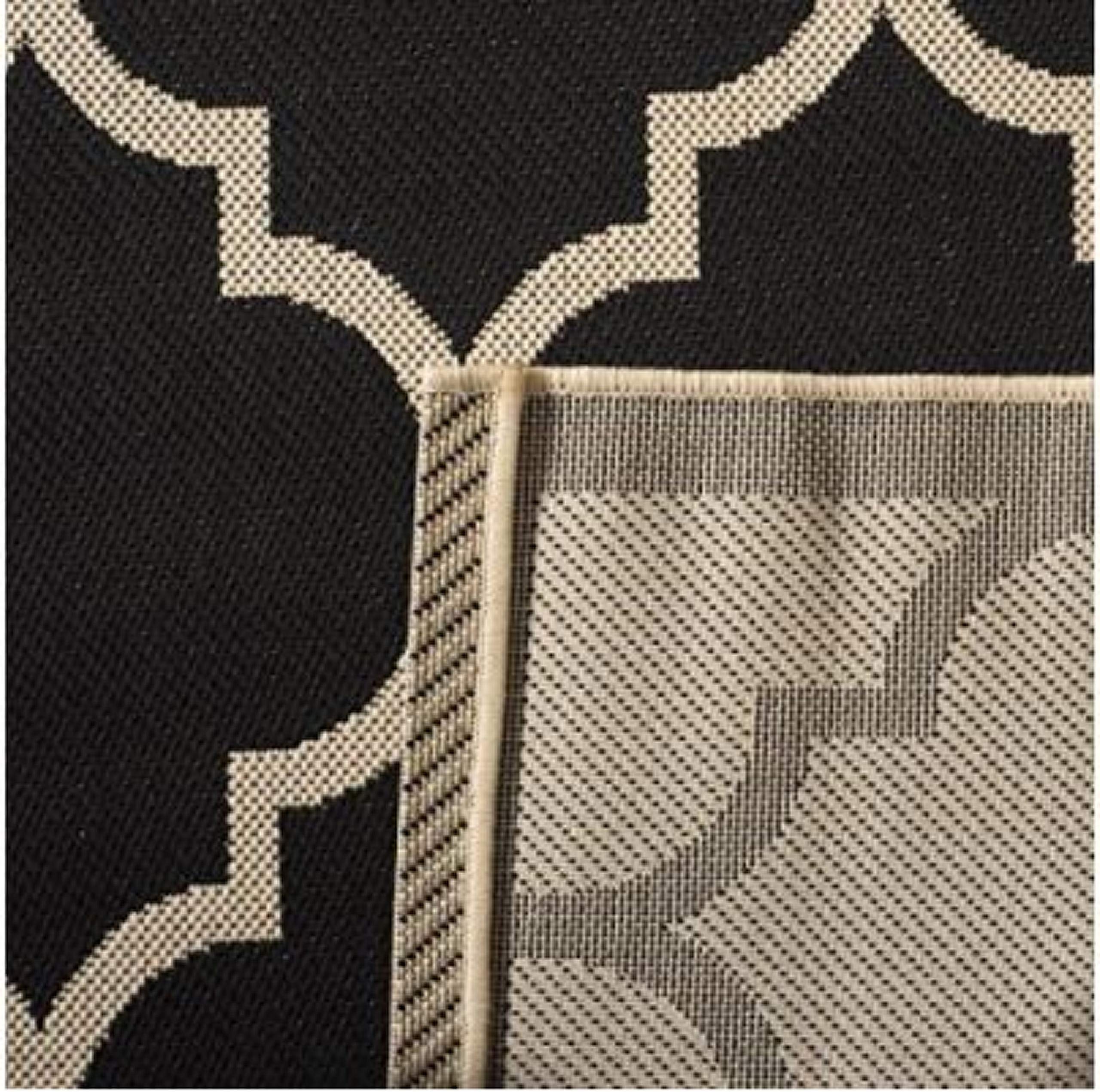 SAFAVIEH Courtyard Collection Accent Rug - 4' x 5'7", Black & Beige, Trellis Design, Non-Shedding & Easy Care, Indoor/Outdoor & Washable-Ideal for Patio, Backyard, Mudroom (CY6918-226)