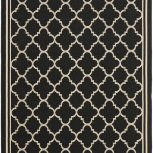 SAFAVIEH Courtyard Collection Accent Rug - 4' x 5'7", Black & Beige, Trellis Design, Non-Shedding & Easy Care, Indoor/Outdoor & Washable-Ideal for Patio, Backyard, Mudroom (CY6918-226)