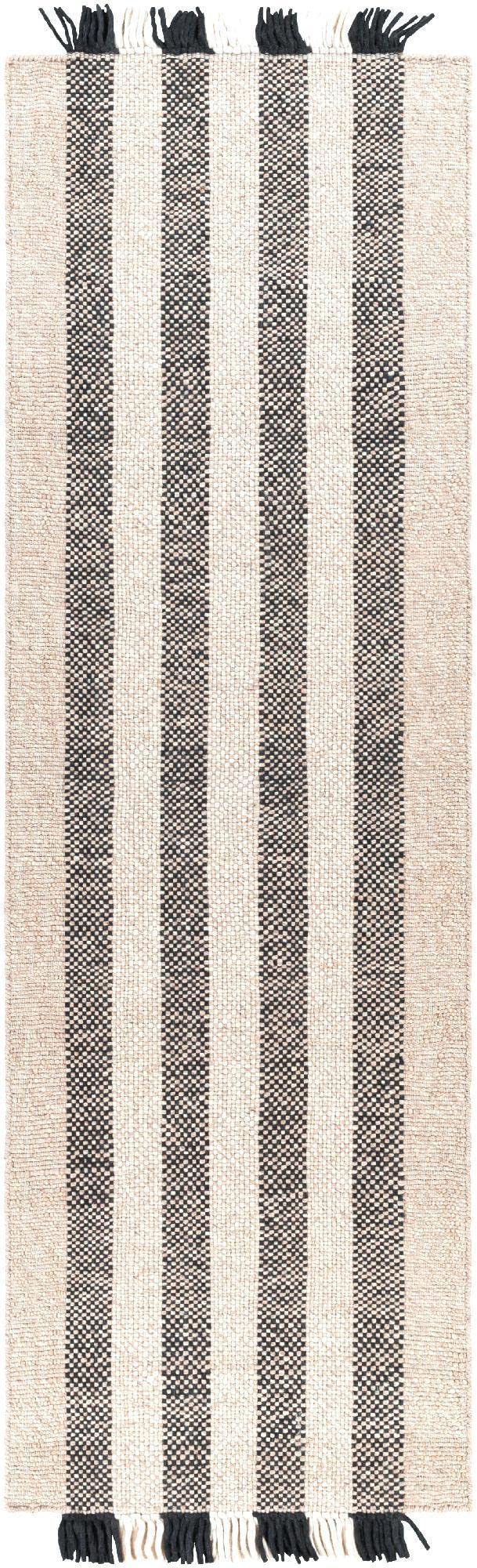 Mark&Day Wool Rugs, 2x8 Lavant Modern Black Runner Area Rug, Black Beige Brown Carpet for Hallway, Kitchen, Bedroom or Living Room (2'6" x 8' Runner)