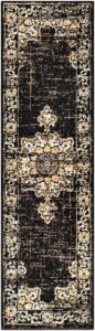 mark&day area rugs, 2x8 pense traditional black runner area rug, black brown cream carpet for hallway, kitchen, bedroom or living room (2'2" x 7'7" runner)