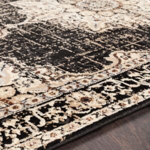 Mark&Day Area Rugs, 2x8 Pense Traditional Black Runner Area Rug, Black Brown Cream Carpet for Hallway, Kitchen, Bedroom or Living Room (2'2" x 7'7" Runner)