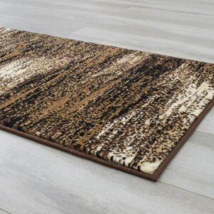 Modern Contemporary Rugs for Living Dining Room Abstract Soft Plush Area Rug Brown Mocha (2 Feet X 7 Feet Runner)