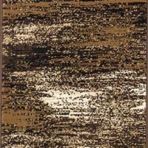 Modern Contemporary Rugs for Living Dining Room Abstract Soft Plush Area Rug Brown Mocha (2 Feet X 7 Feet Runner)