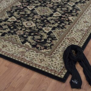 Ladole Rugs Traditional Beautiful Soft Indoor Runner Area Rug Living Room Bedroom Entrance Hallway Carpet for Dining in Black Cream 7x10(6'5" x 9'5" 200cm x 290cm) 5x7 8x10 9x12 2x10 4x6 feet