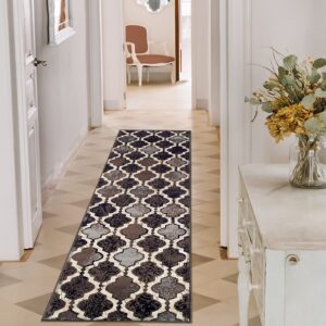 bluenilemills bnm viking modern geometric polypropylene durable and non-slip indoor area rug with jute backing for your home décor, 2' 7" x 8', choclate