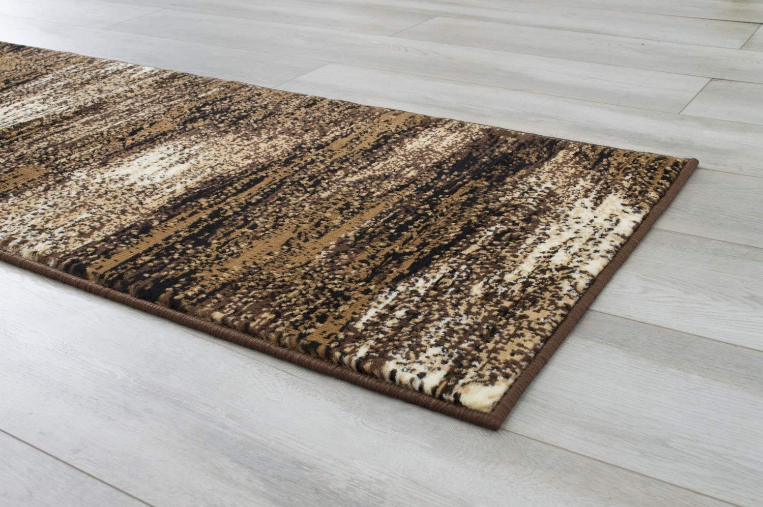 Modern Contemporary Rugs for Living Dining Room Abstract Soft Plush Area Rug Brown Mocha (2’ X 7’ Runner)