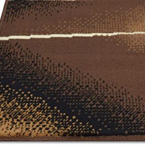 Champion Rugs Indoor Abstract Lines Geometric Fabric Brown Area Rug (2’ X 7’ Runner)