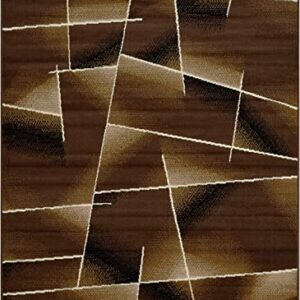 Champion Rugs Indoor Abstract Lines Geometric Fabric Brown Area Rug (2’ X 7’ Runner)