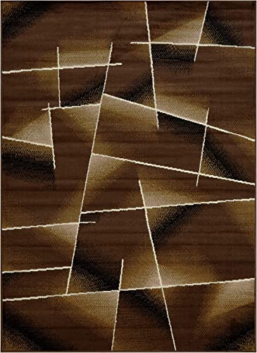 Champion Rugs Indoor Abstract Lines Geometric Fabric Brown Area Rug (2’ X 7’ Runner)