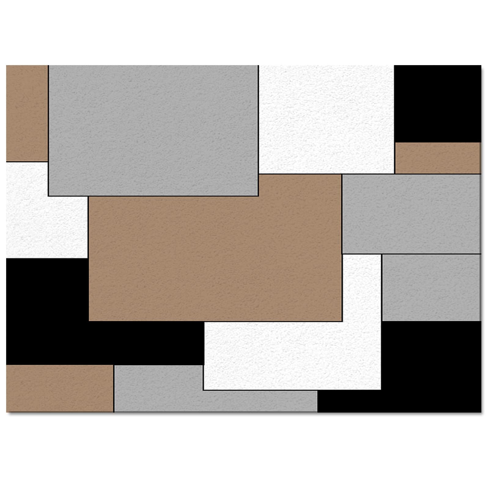 Brown Black Geometric Area Rugs Indoor Non-Slip Rectangle Rug 2.7x5 ft, Abstract Color Block Brown Black Gray Rug Rubber Backing Floor Mats Contemporary Home Decor Carpet for Entryway Living Room