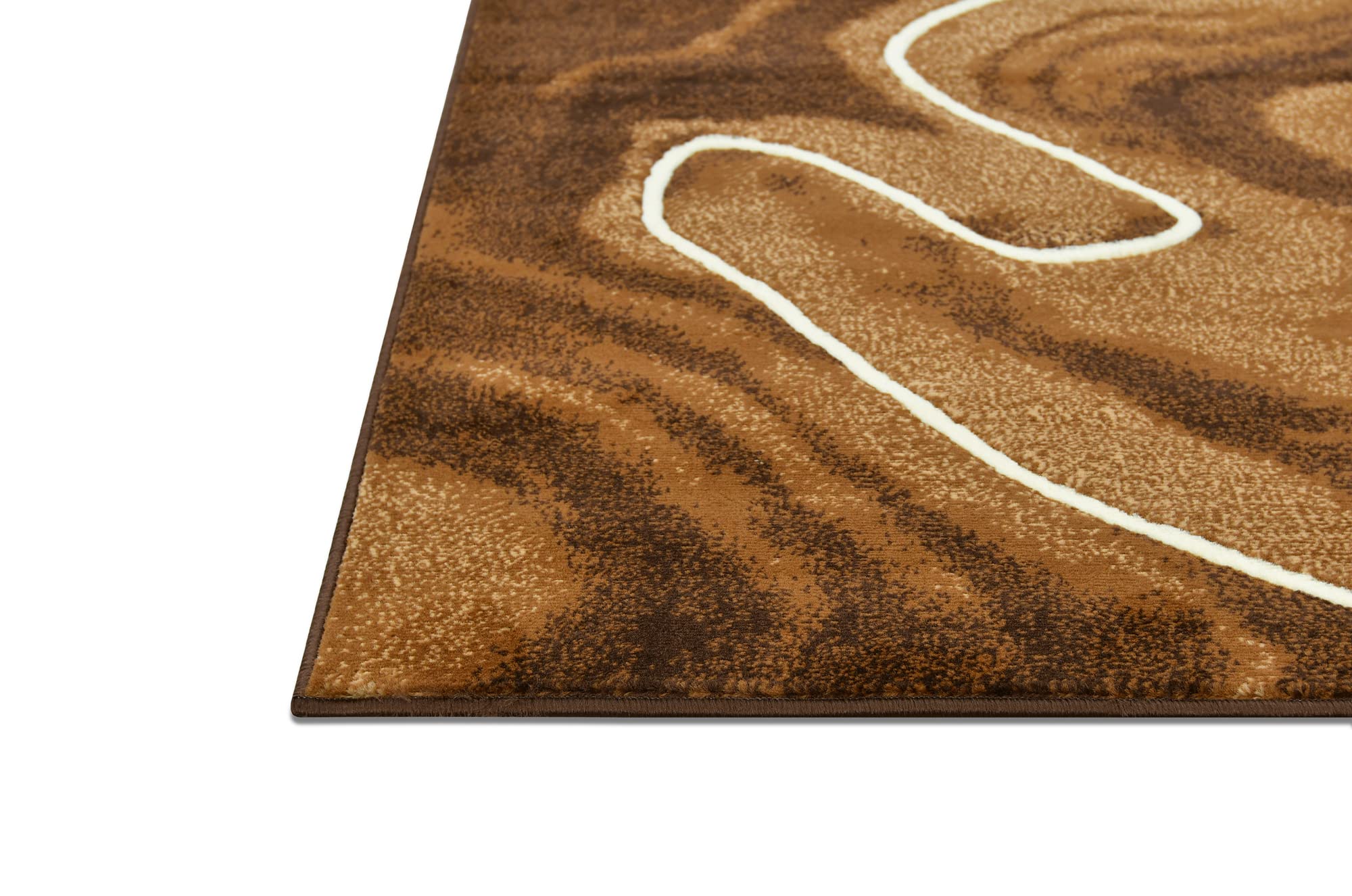 HR Mocha Brown and Beige Modern Contemporary Abstract Area Rugs Marble Pattern