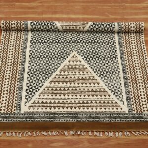 CASAVANI Collection Runner - 5x10 Area Rug Black & Brown Cotton Dhurrie Geometric Kilim Rug Indoor Outdoor Use Carpet Flatweave Rugs for Home & Foyer Corridor Hallway & Stair Runner