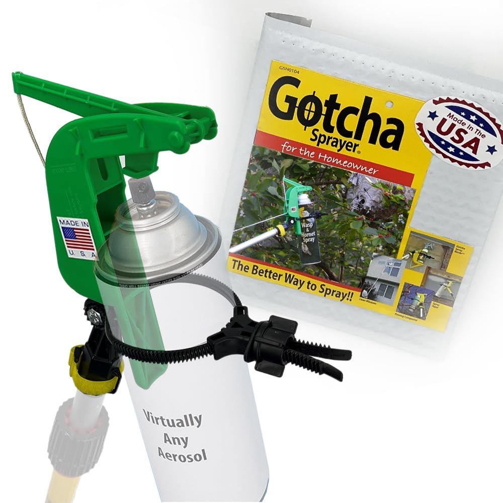 Gotcha Sprayer Homeowner Adapter GSH0104 Spray Aerosol Cans from The End of an Extension Pole(Sold Separately) Wasp & Hornet Spray,Spider Removal,Tree Prunning,Window Cleaner,Lubricant,Spray Paint