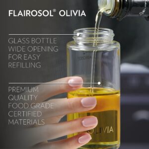 FLAIROSOL OLIVIA. The Original Advanced Oil Sprayer for Cooking, Kitchen, Salads, BBQs, Continuous Spray with Portion Control, Trusted by Chefs. Patented Technology. (Glass Bottle, 130ml/4.4 oz)