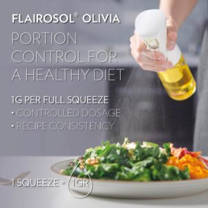 FLAIROSOL OLIVIA. The Original Advanced Oil Sprayer for Cooking, Kitchen, Salads, BBQs, Continuous Spray with Portion Control, Trusted by Chefs. Patented Technology. (Glass Bottle, 130ml/4.4 oz)