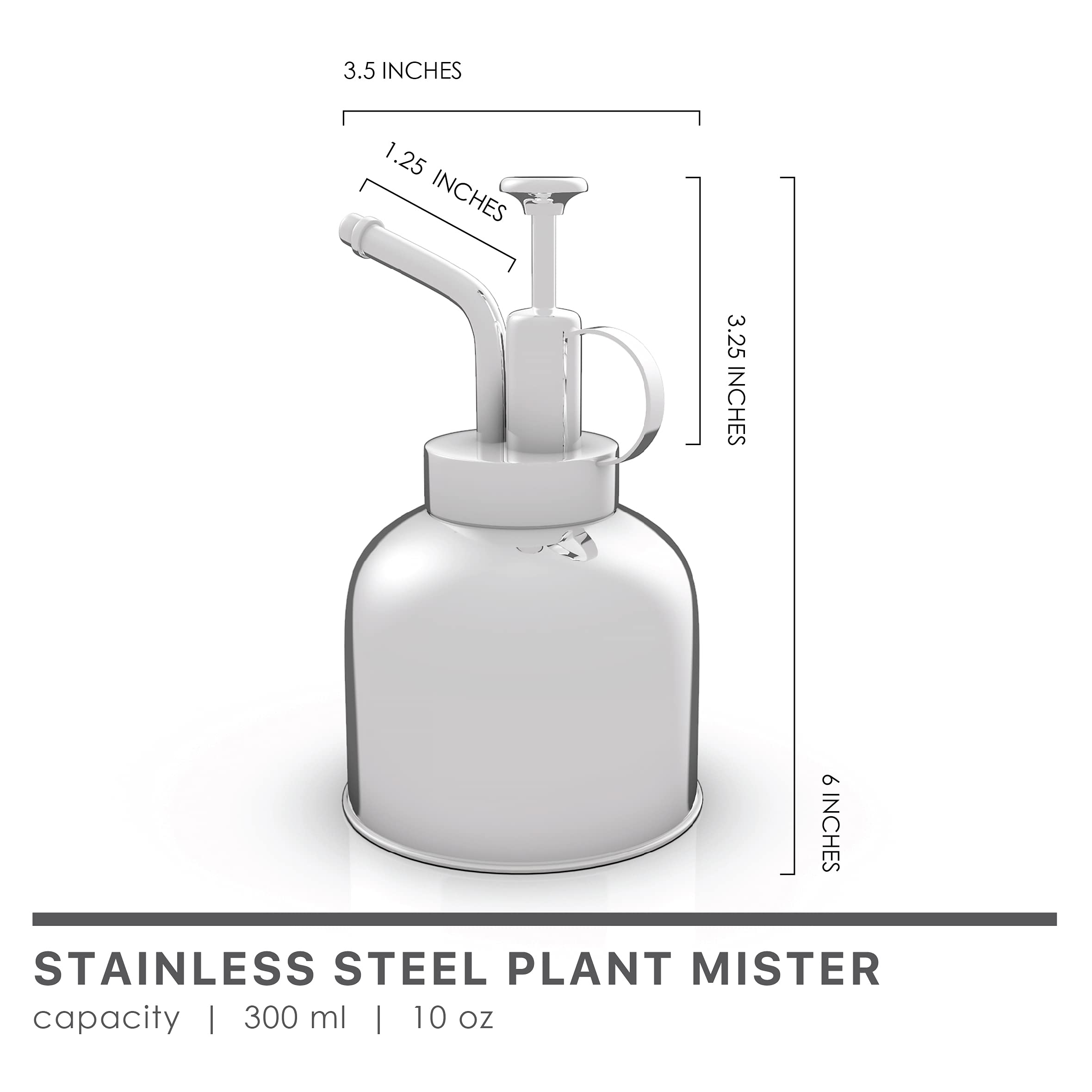 LOOPSEED Plant Mister Spray Bottle Stainless Steel Watering Can for Indoor Plants Succulent Bonsai Garden Houseplant Spritzer Modern Garden Tools 10oz/300ml (Silver)