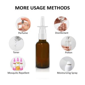 VIGOR PATH Glass 1 oz Nasal Sprayer - Empty, Refillable, Travel-Sized Solution for Saline Applications - Quality Glass Construction! (Amber)