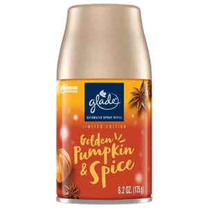 glade automatic spray refill, air freshener for home and bathroom, golden pumpkin & spice, limited edition scent, 6.2 oz