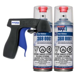 spraymax 2k clear coat aerosol spray cans - 2 pack - high gloss automotive clear coat for car repair and new paint jobs - two stage clear coat - professional results - with master aerosol trigger