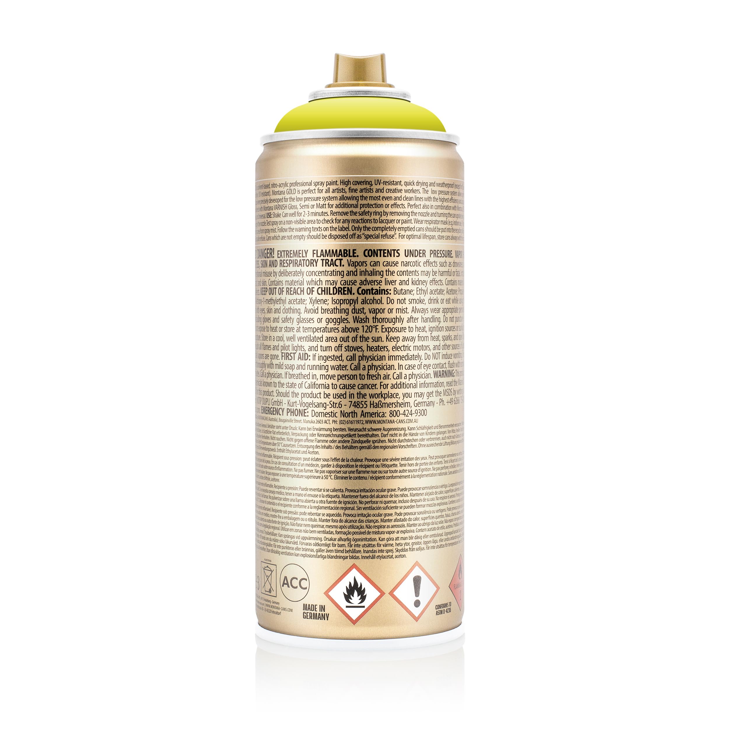 Montana Cans GOLD Spray Paint, 400ml, Poison Light