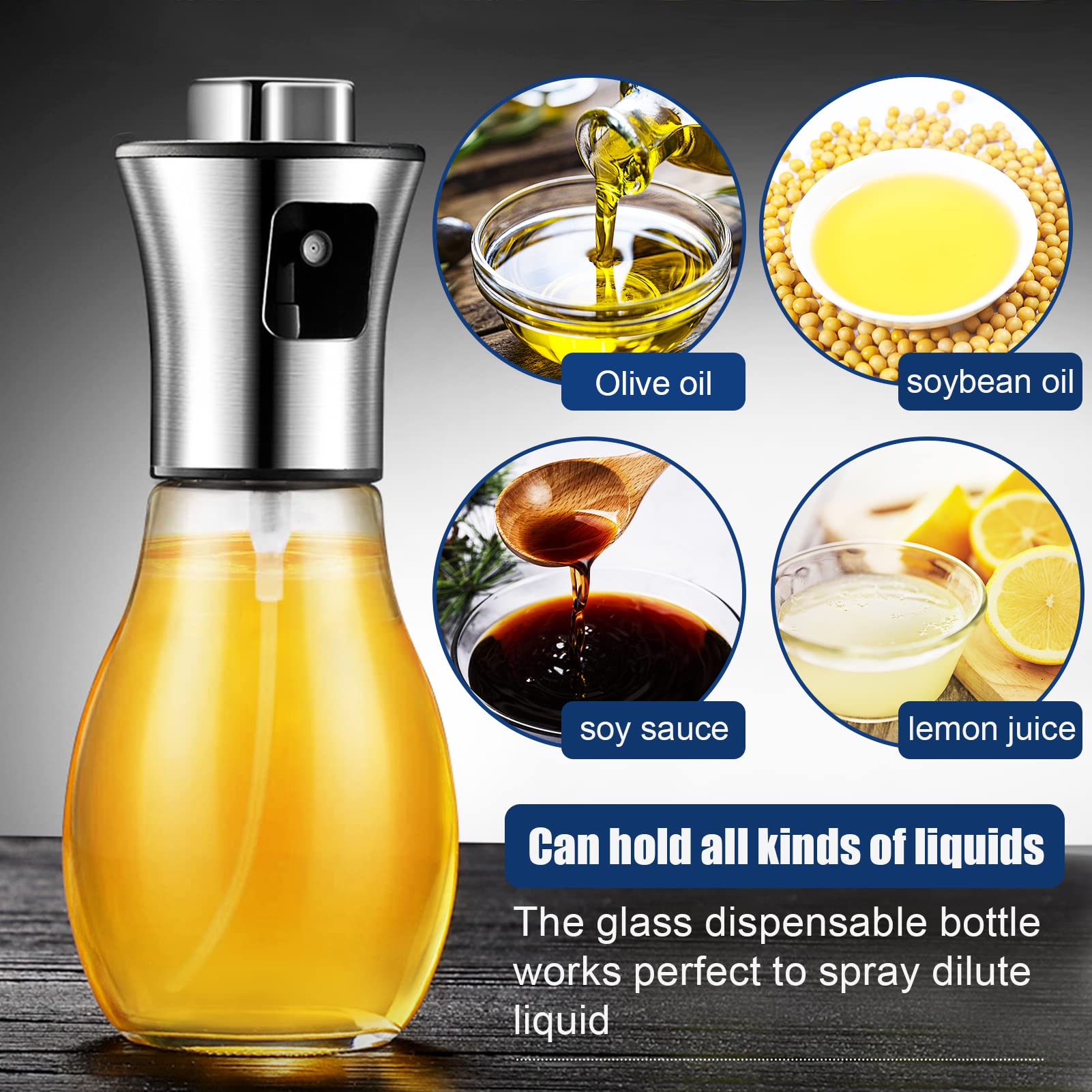 SAINSWIN Oil Sprayer for Cooking, 200ML Olive Oil Sprayer Mister, Kitchen Utensils Oil Spray Bottle,Portable Oil Spritzer Kitchen Gadgets Oil Dispenser for Salad, BBQ, Baking, Air Fryer