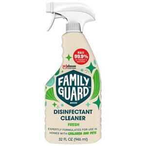 family guard brand disinfectant spray trigger & multi surface cleaner, antibacterial spray, expertly formulated for use in homes with children & pets, fresh scent, 32 oz (pack of 1)