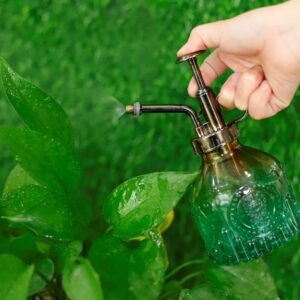 Hniuyun Glass Plant Mister Spray Bottle, 6.4 All Vintage Plant Spritzer Watering Can, Bronze Plastic Top Pump, Plant Mister Glass Watering Garden Tool (Yellow Green Gradient)