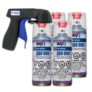 spraymax 2k clear coat aerosol spray cans - 4 pack - high gloss automotive clear coat for car repair and new paint jobs - two stage clear coat - professional results - with master aerosol trigger