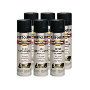 Rust-Oleum 239107-6PK Professional High Performance Enamel Spray Paint, 15 Oz, Semi-Gloss Black, 6 Pack