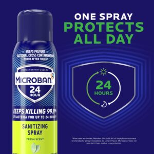 Microban 24 Hour Disinfectant Sanitizing Spray, Fresh Scent, 15oz