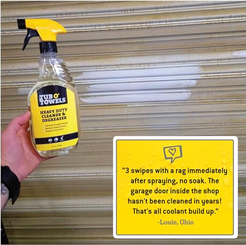 Tub O' Towels Heavy Duty Cleaner and Degreaser Spray Helps in Removing Oil Tar Paint Dirt Caulk Grease Grime Gunk Epoxies, Industrial Strength, Home & Auto, Made In USA, Citrus Scent, 24oz, 12-Pack