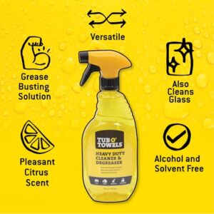 Tub O' Towels Heavy Duty Cleaner and Degreaser Spray Helps in Removing Oil Tar Paint Dirt Caulk Grease Grime Gunk Epoxies, Industrial Strength, Home & Auto, Made In USA, Citrus Scent, 24oz, 12-Pack