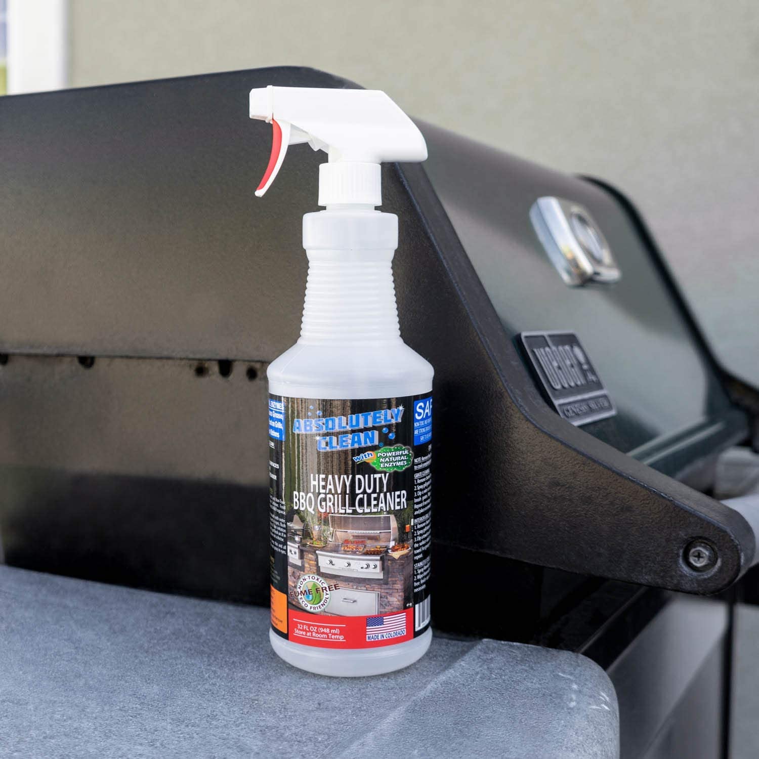 Absolutely Clean IT JUST WORKS GREAT as Grill Cleaner Spray! - Professional Strength, Natural Enzyme Formula - Fast Acting, Fume Free - USA Made (32oz Spray Bottle)